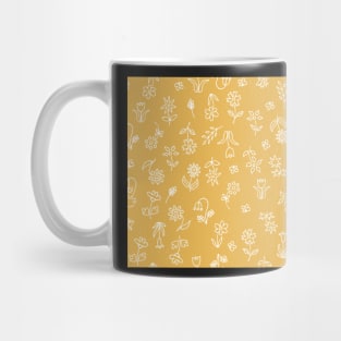 Soft Mustard Doodle Scribble Floral Pattern Mug